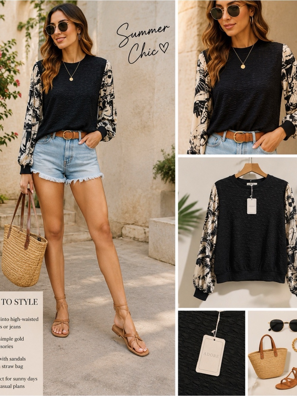 ADORE Boutique Black Textured Blouse